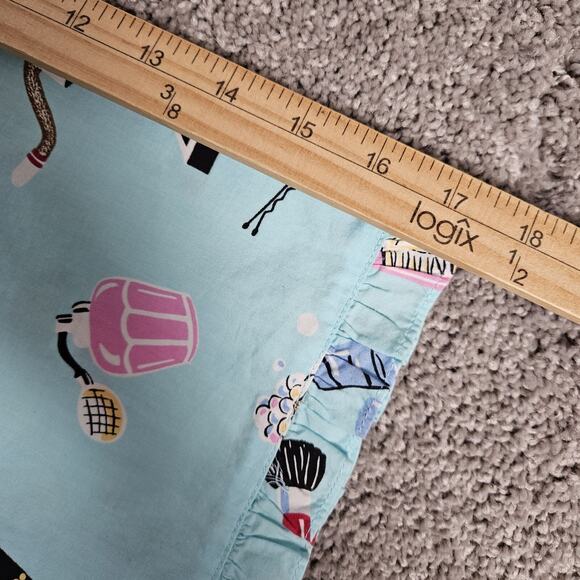 Nick & Nora Pajama Shirt Womens Large Blue Sock Monkey Top Button Up AOP - Picture 7 of 8